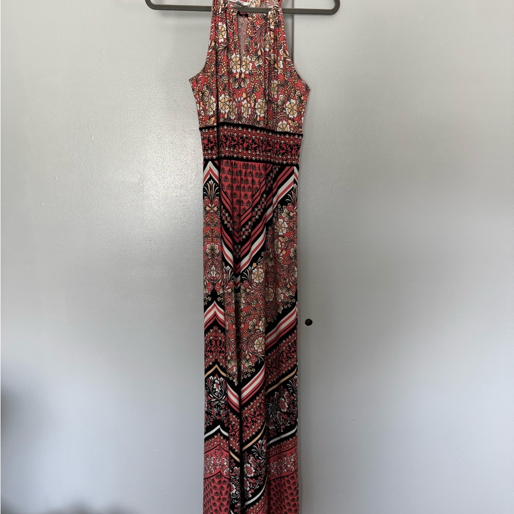 Floral Maxi Dress - Red and Black